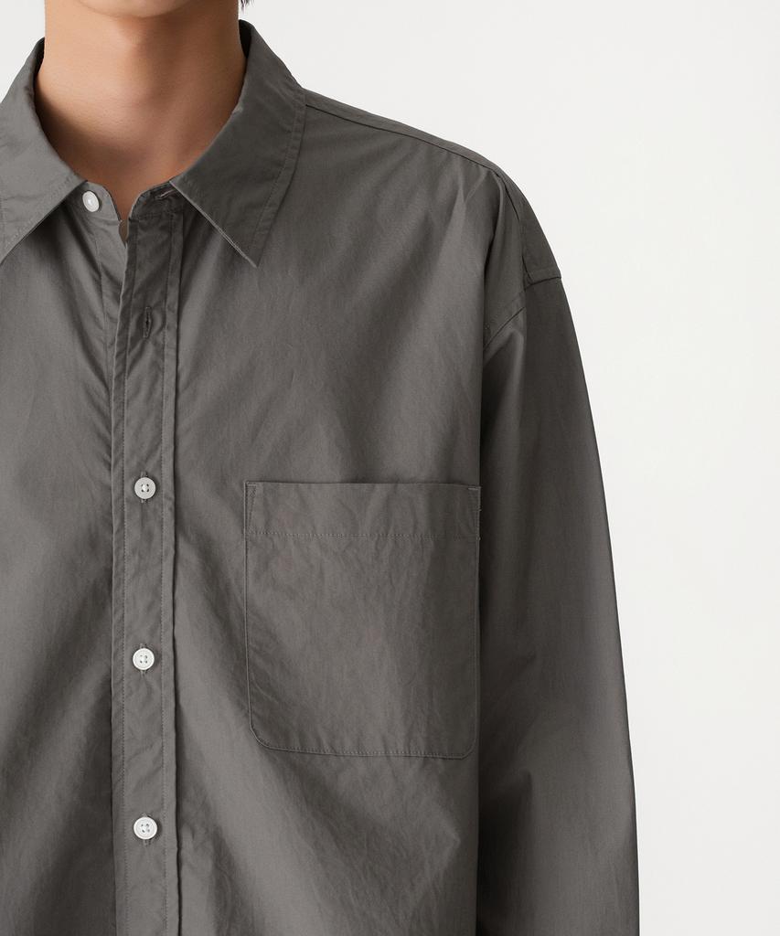 MUSINSA STANDARD Relaxed Washed Poplin Shirt [Medium Grey]