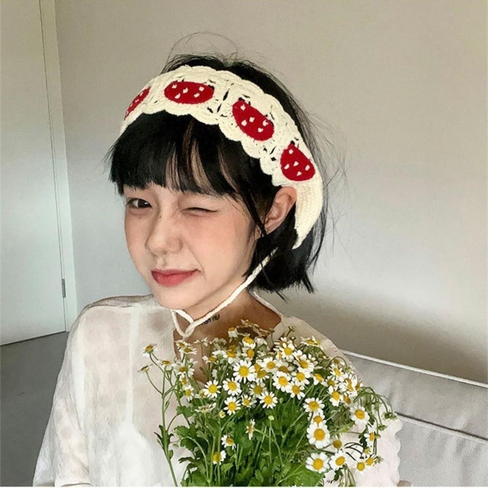 Cartoon Design Mushroom Hair Bands Crochet Texture Knit Headband Fashion Accessories