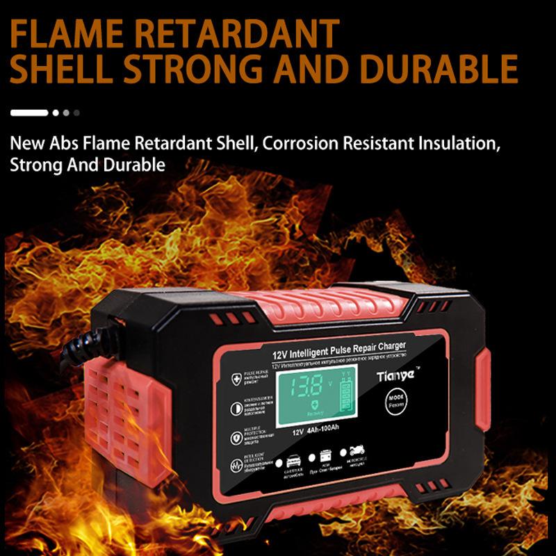 Автомобильное зарядное устройство, 12 В, импульсный ремонт, ЖК-дисплей, умная быстрая зарядка AGM, гелевое свинцово-кислотное зарядное устройство с глубоким циклом для авто, мотоцикла