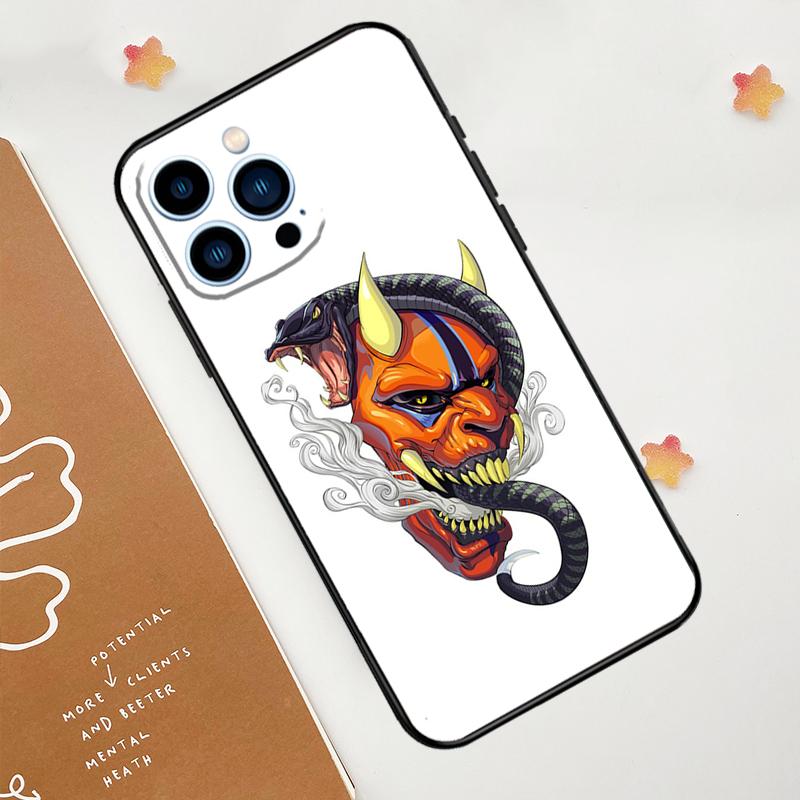 Японский чехол Oni Hannya Demon Mask для iPhone 11 12 13 14 15 16 Pro Max 15 16 Plus 13 12 Mini X XS XR