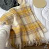 Vintage Warm Winter Cashmere Scarf Mohair Plaid Long Wrap Thickened Soft Thickened Scarves Tass H2X0