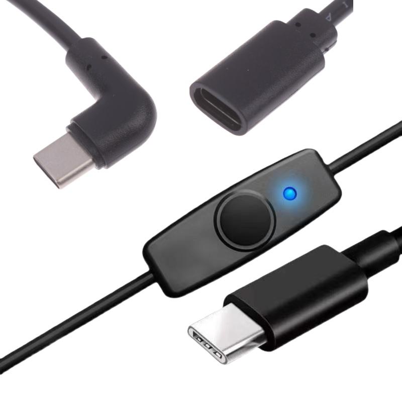 1/3 шт. Кабель питания USB-C на Type C 5V2A Короткий удлинитель USB C с выключателем для USB-вентилятора, светодиодных лент, настольной лампы