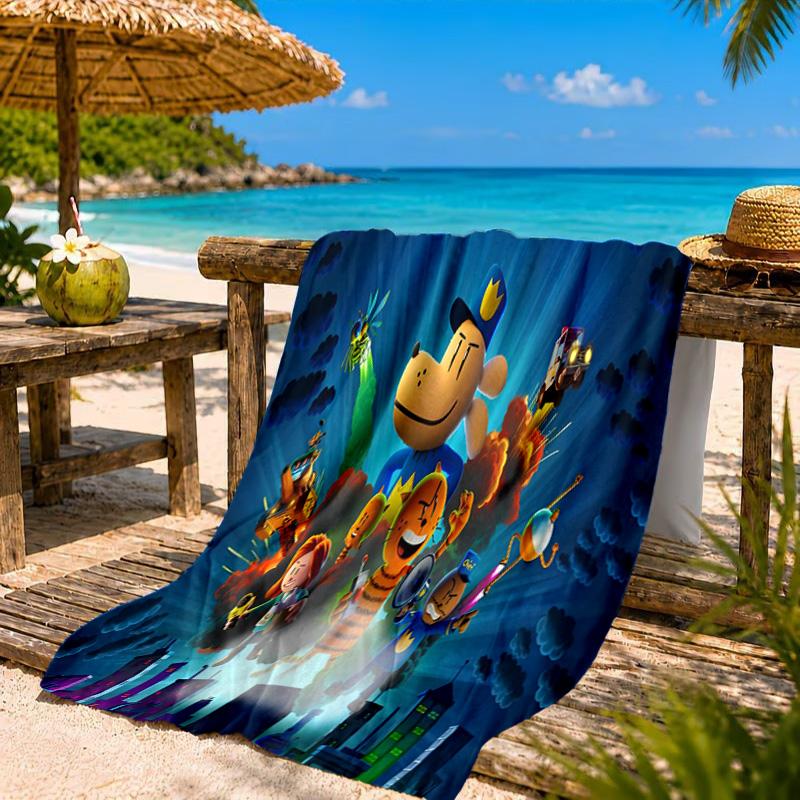 Dog Man And Friends Adventure Beach Towel, Quick-drying, Easy to Care for, Suitable for Both Fitness and Beach Vacations,Sports Essential