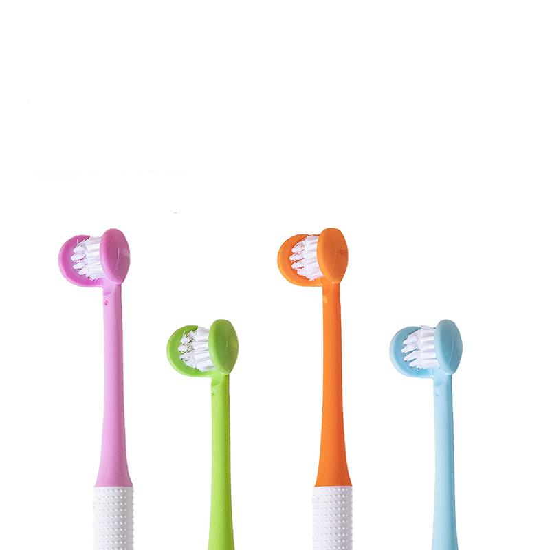 Three Side Soft Toothbrush Baby Oral Health Care with Antiskid Handle Kids 360° Clean Tooth Teeth Clean Brush Dental Care 3-12Y