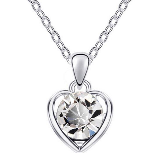 4 шт./компл. комплект свадебных украшений, винтажный блестящий привлекательный искусственный кристалл, ожерелье с сердечком любви, серьги, кольцо