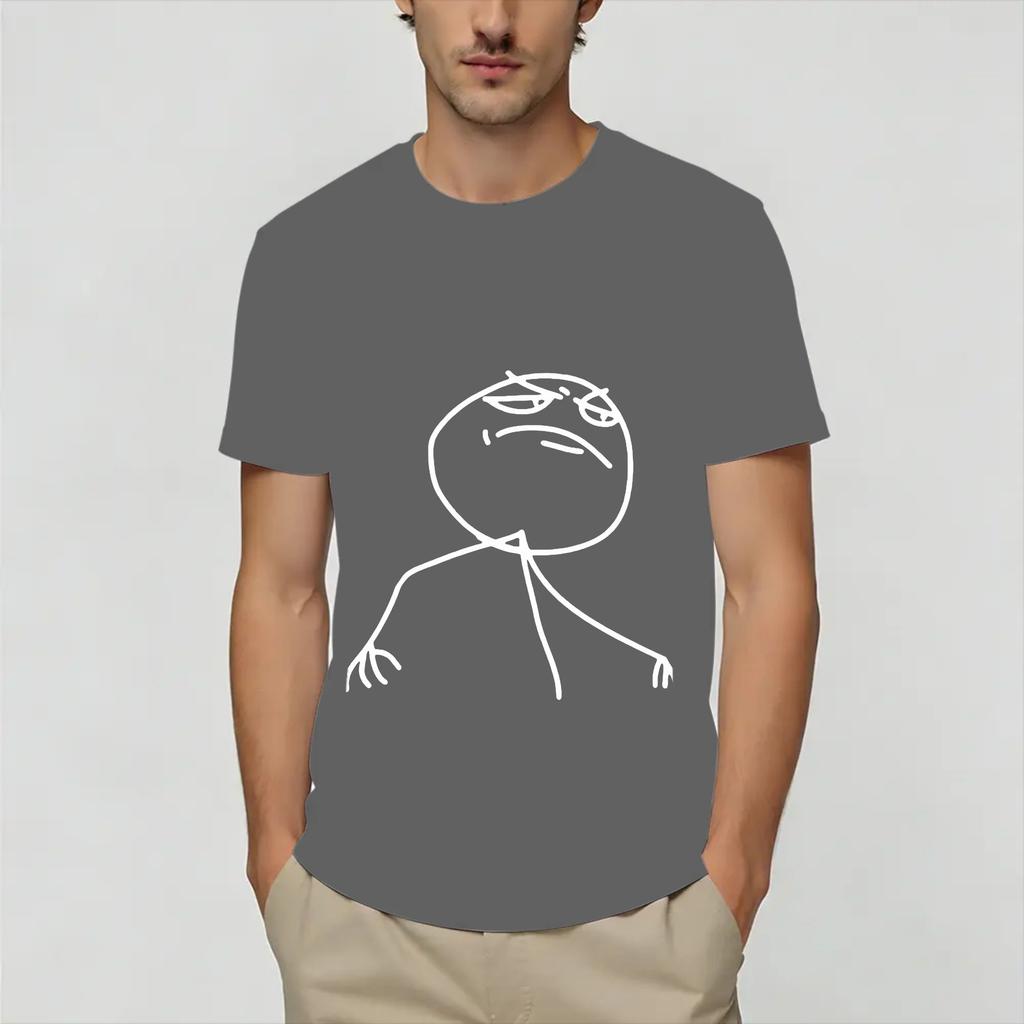 Футболка из чистого хлопка с принтом Trollface из Rage Comic для мужчин, пляжная уличная одежда, модные классные футболки с принтом, оверсайз