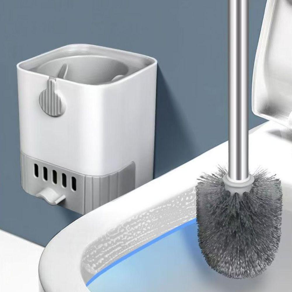 Ergonomic Wall Mount Toilet Brush Set Durable Bristles Bathroom Cleaning Tool Shower Area