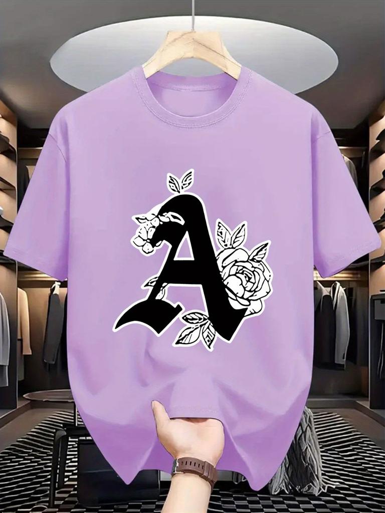 New trendy men's personalized letter printed breathable and comfortable round neck T-shirt summer outdoor casual high street top