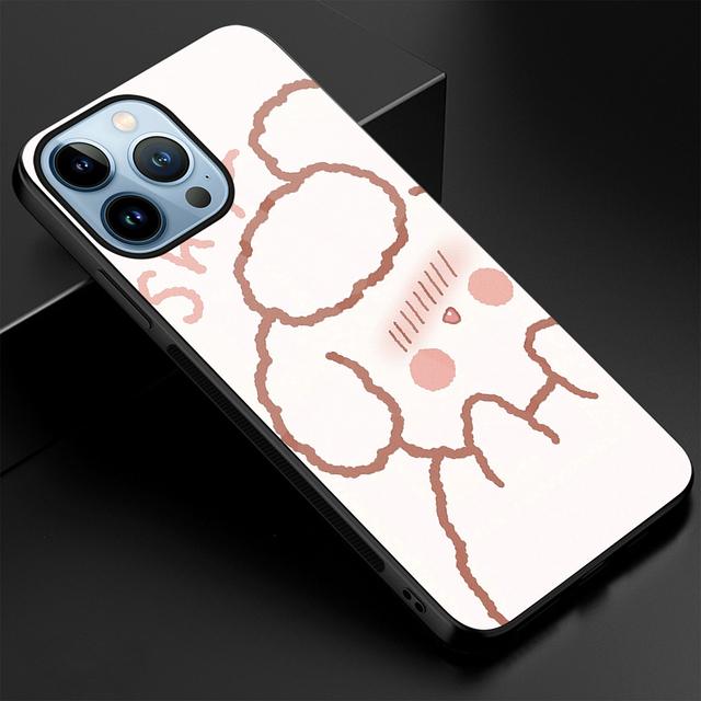 Чехол для телефона с милым медведем из мультфильма для Iphone 14 13 11 12 Pro Max Mini Xs Xr X 7 8 6s Plus Se 2022, защитный чехол из закаленного стекла