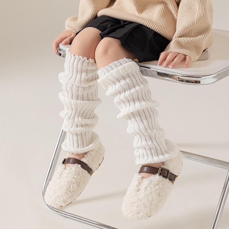 2025 Детские гетры выше колена в вертикальную полоску - Дышащие вязаные наколенники для весны/лета и длинные носки с рюшами для девочек.