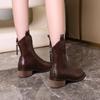 Fashion Plus Size Women Short Boots Autumn Winter New Fashion Back Zipper Pointed Toe Chunky Heel Leather Shoes Woman Western Boots