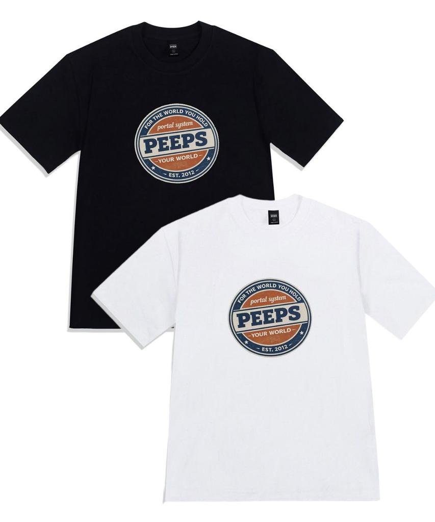 PEEPS System Badge Ss Tee (Black/White) Oversized Short Sleeve Tee