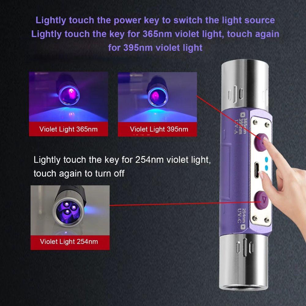 254nm UV Flashlight Longwave UV Flashlight Lamps UVC Blacklight LED Flashlight Minerals Detector