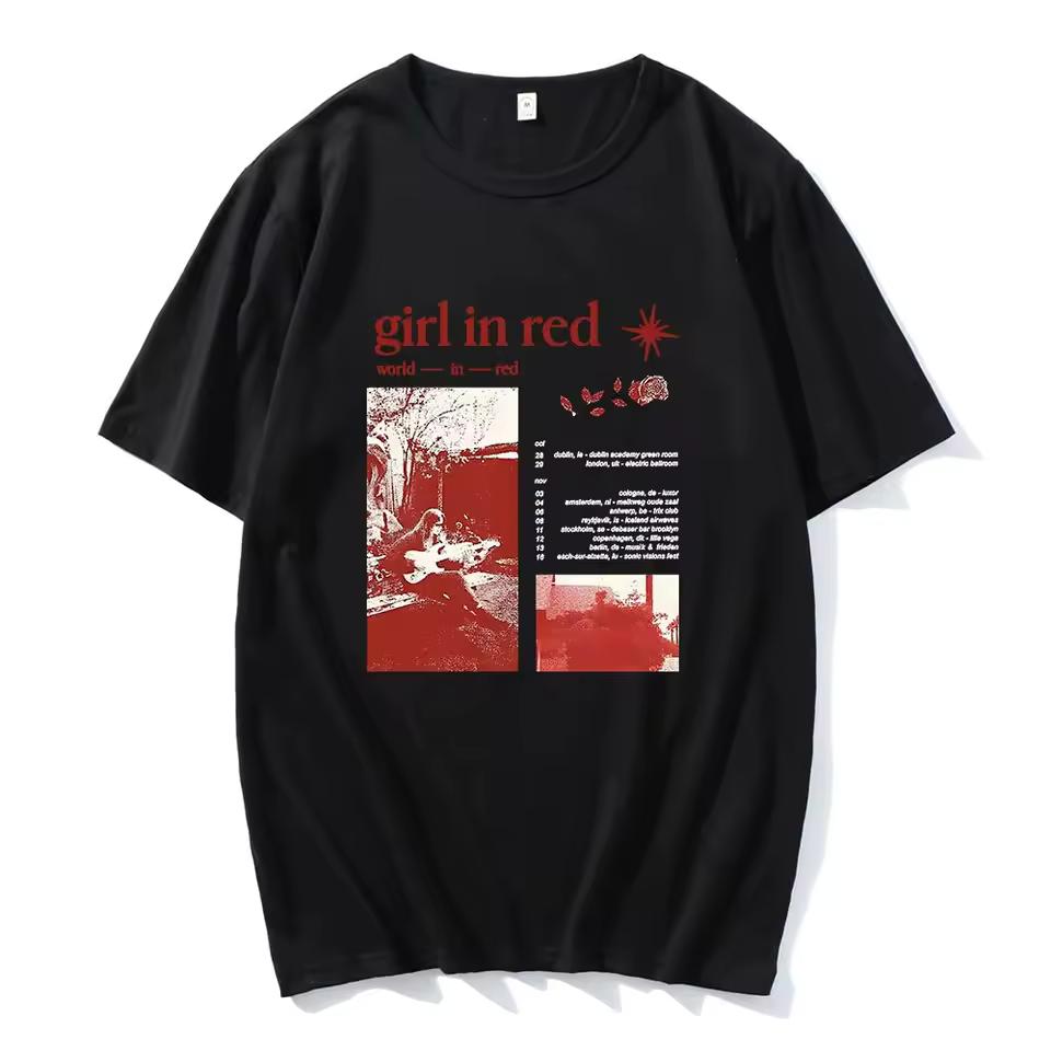 Singer Girl in Red T-shirts Casual Comfortable Women Tee-shirt Hip Hop Streetwear Summer O-neck High Quality Tshirts Tees
