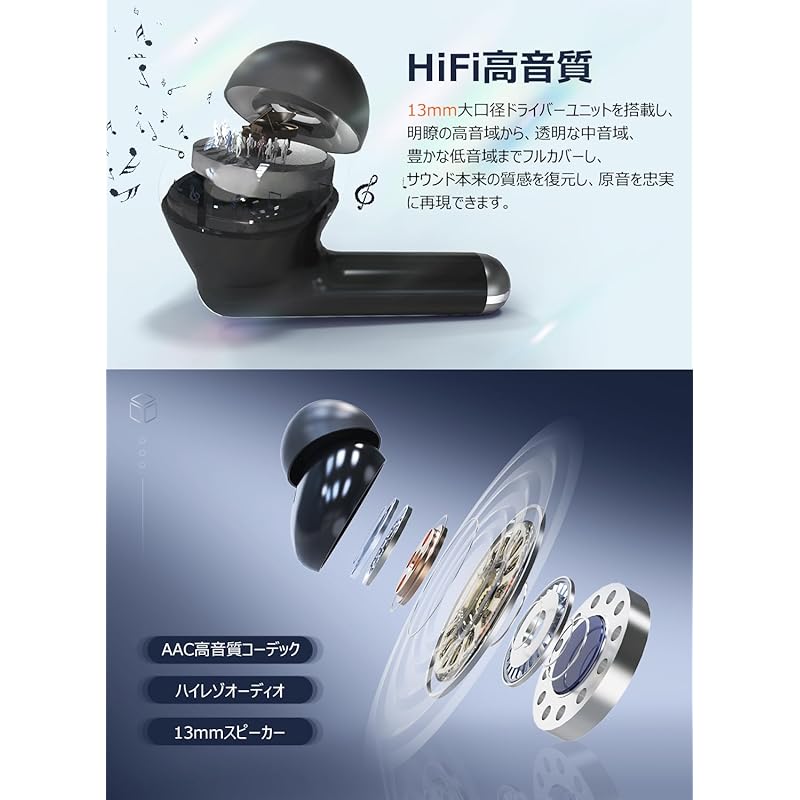 [Sound Quality Focused Version Powerful Bass Sound Clear Mid-treble] Earphones Bluetooth Wireless Earphones Bluetooth Earphones Bluetooth5.4 LED