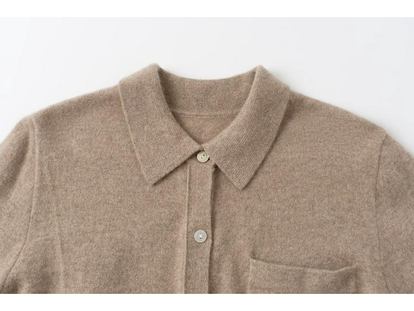 Кардиган из 100% чистого кашемира с расслабленным воротником поло - Свитер средней длины
