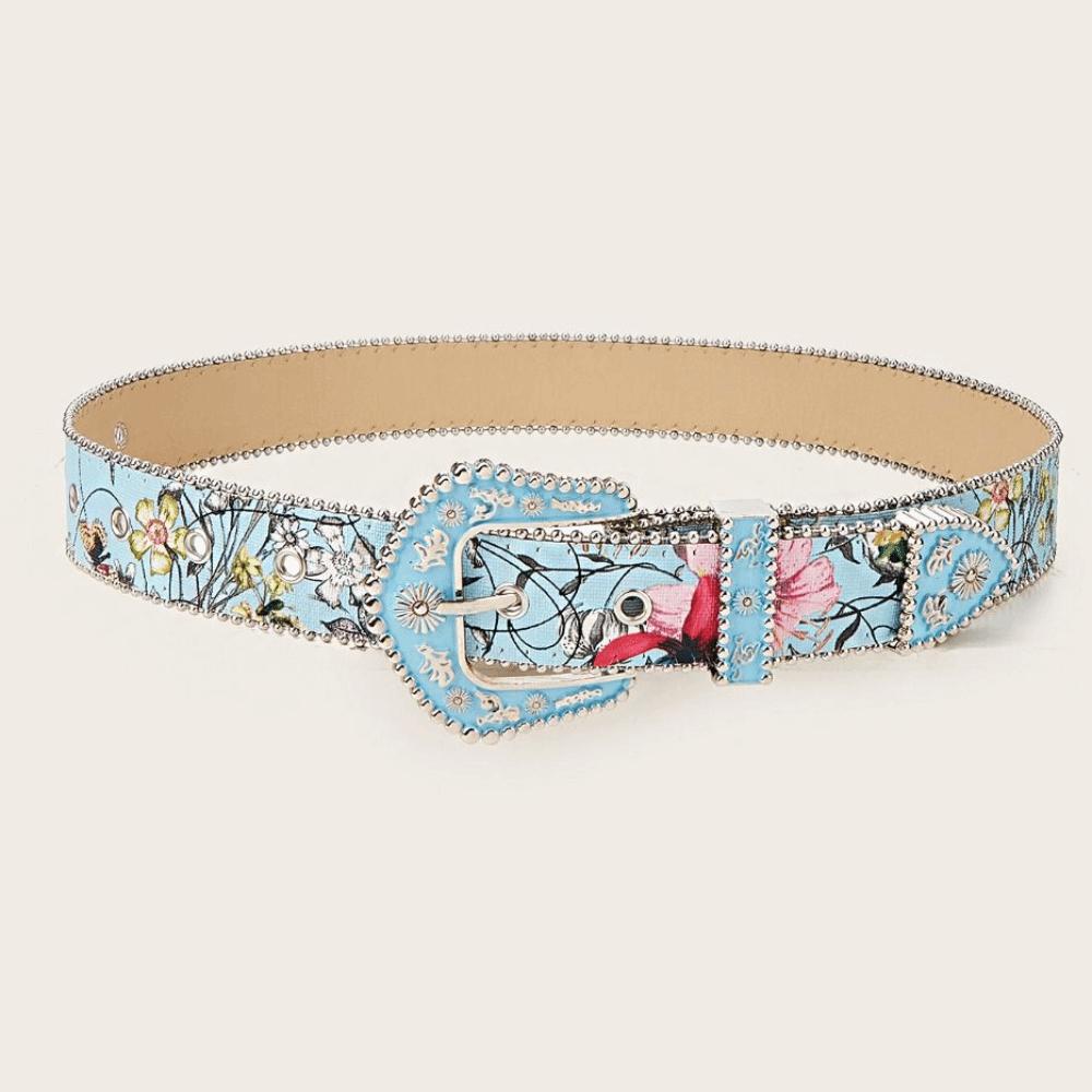 Flower Floral Belt Printed Retro Waistband Personality PU Leather Waistband  Party