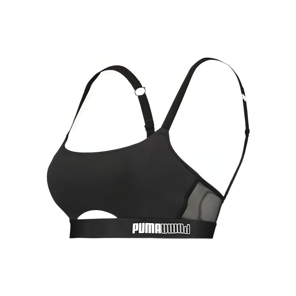 Puma Спортивный топ с подкладкой и принтом-буквой, дышащий, повседневный спортивный бюстгальтер, женские топы, черный 935297-01
