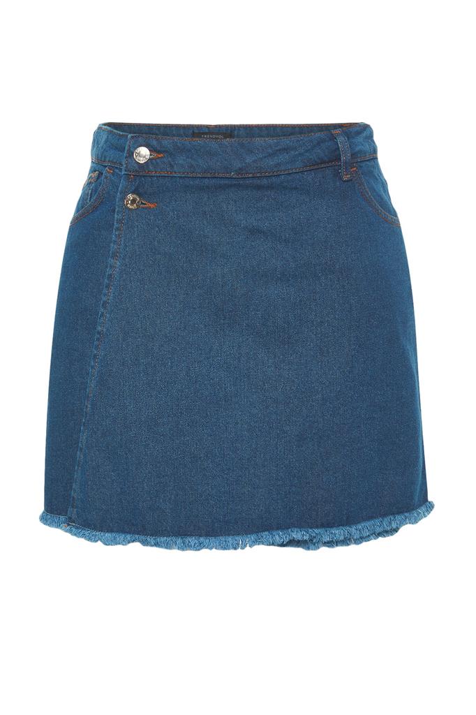 Women's Fashion New Plus Big Size Shorts & Bermuda Black High Waist Hem Tasseled Shorts Skirt