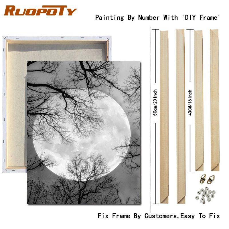 RUOPOTY Paint By Numbers Moon Scenery Unique Gift Home Decoration Picture By Number Sea Acrylic Drawing On Canvas