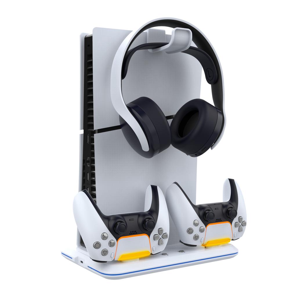 IPEGA PG-P5S020W для игровой консоли Sony PS5 Slim, охлаждающая подставка, зарядное устройство для двух контроллеров, вешалка для наушников