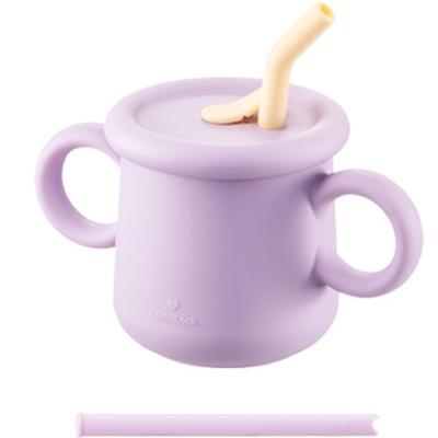 Lock&Lock Little Rub Силиконовая чашка-соломинка для младенцев 200 мл + 2 типа специальных соломинок, лавандовый (чашка/соломинка), желтый (сломанная солома), 1 комплект