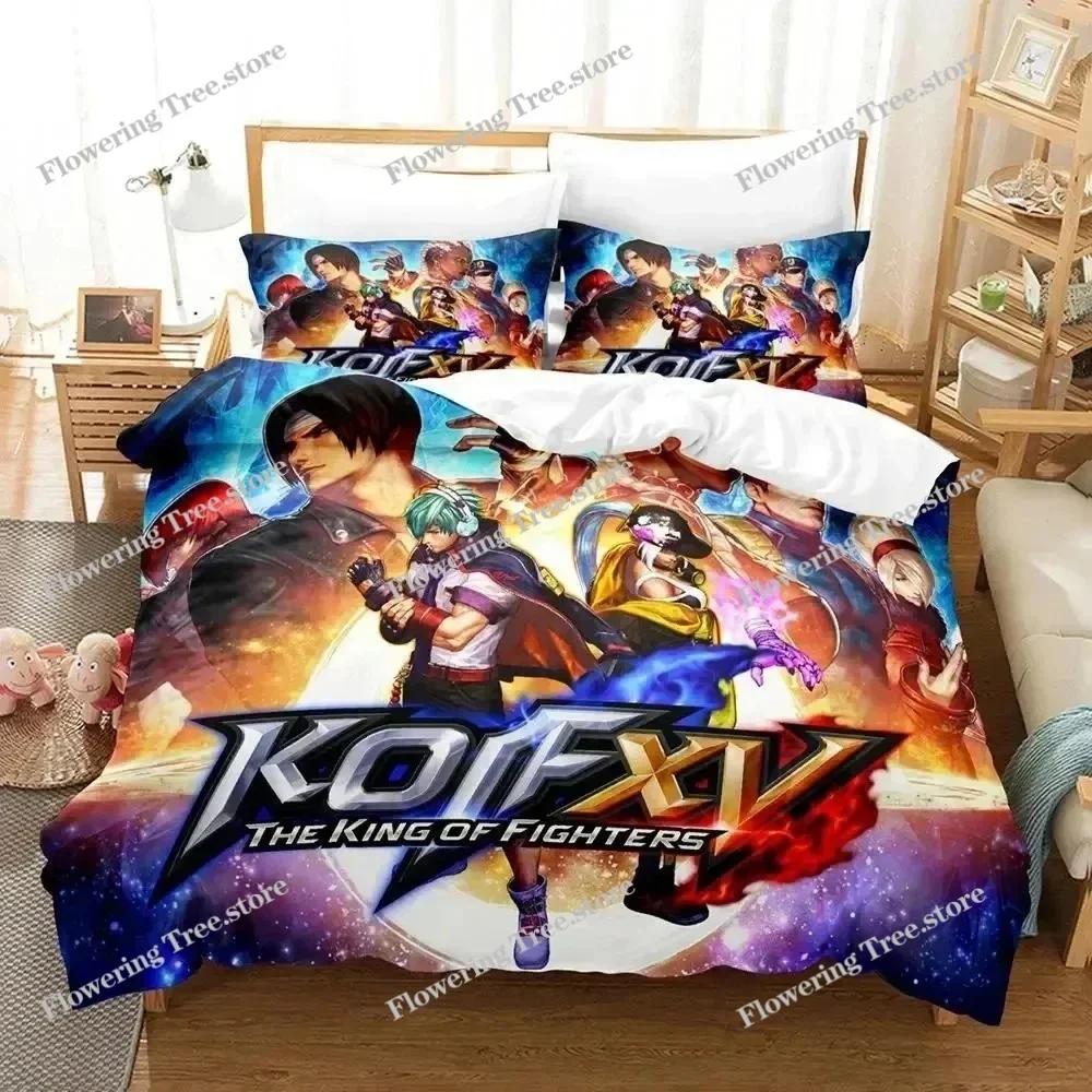 Аниме King Of Fighters Комплект постельного белья Пододеяльник Комплект для кровати Пододеяльник Наволочка Одеяло Размер King Queen Постельное белье для мальчиков и взрослых029