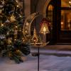 Decorative Porch Lighting Solar Christmas Crescent Light, Moon Snowman Garden Stake Waterproof Landscape Path Stakes LED Pathway Lamp for Outdoor Yard