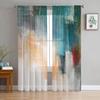 Luxury Tulle Curtains Color Painting Modern Living Room Kitchen Chiffon Curtain Youth Bedroom Sheer Floor Valance Curtain