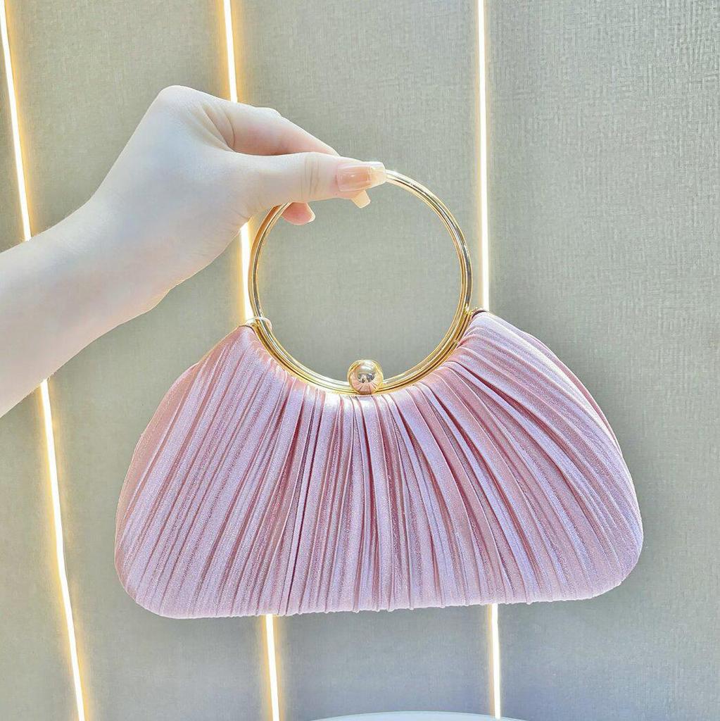 "Pleated Evening Handbag: Small Crossbody for Banquets & KTV"