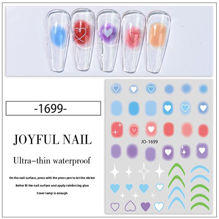 Румяна Персиковое Сердце Наклейки для Ногтей: Самоклеящиеся наклейки с градиентным цветом для нейл-арта