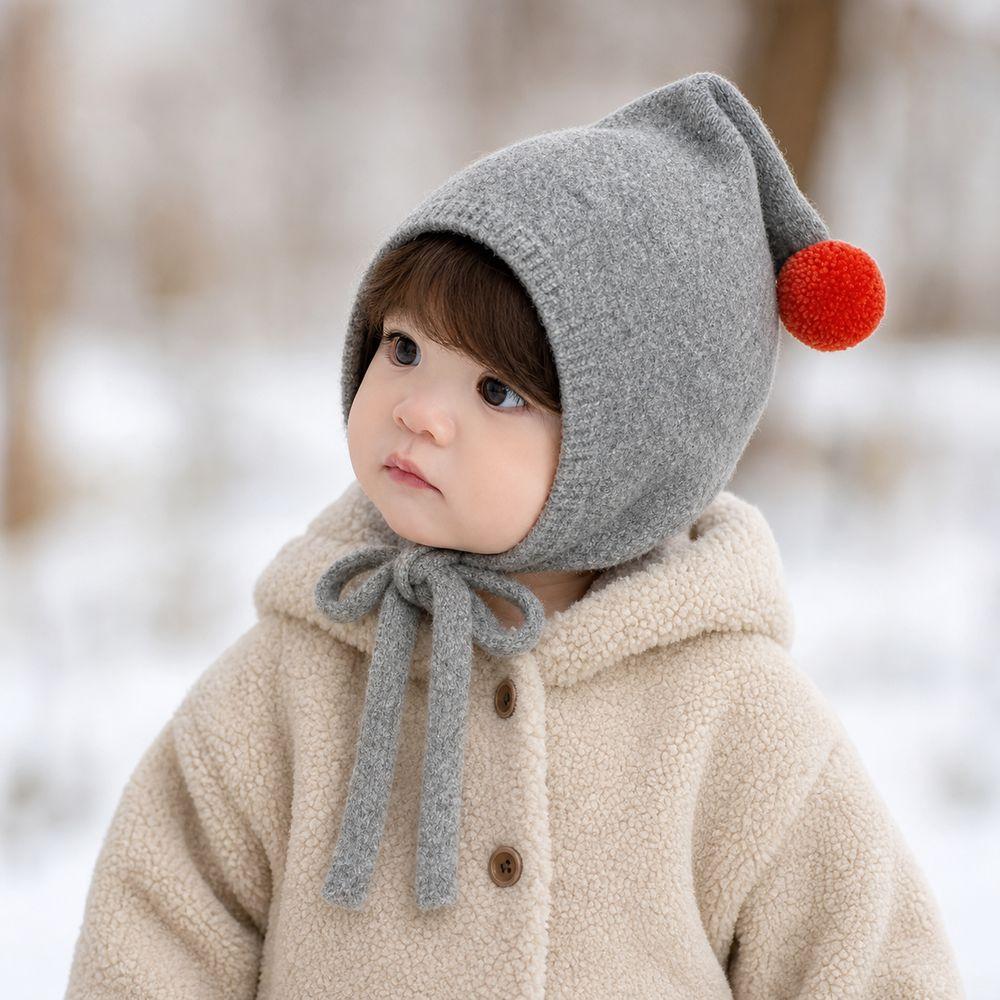 Thick Warm Baby Winter Hat Adjustable Tie Straps Pom Pom Bonnet Gifts Toddler Bonnet Baby Girls