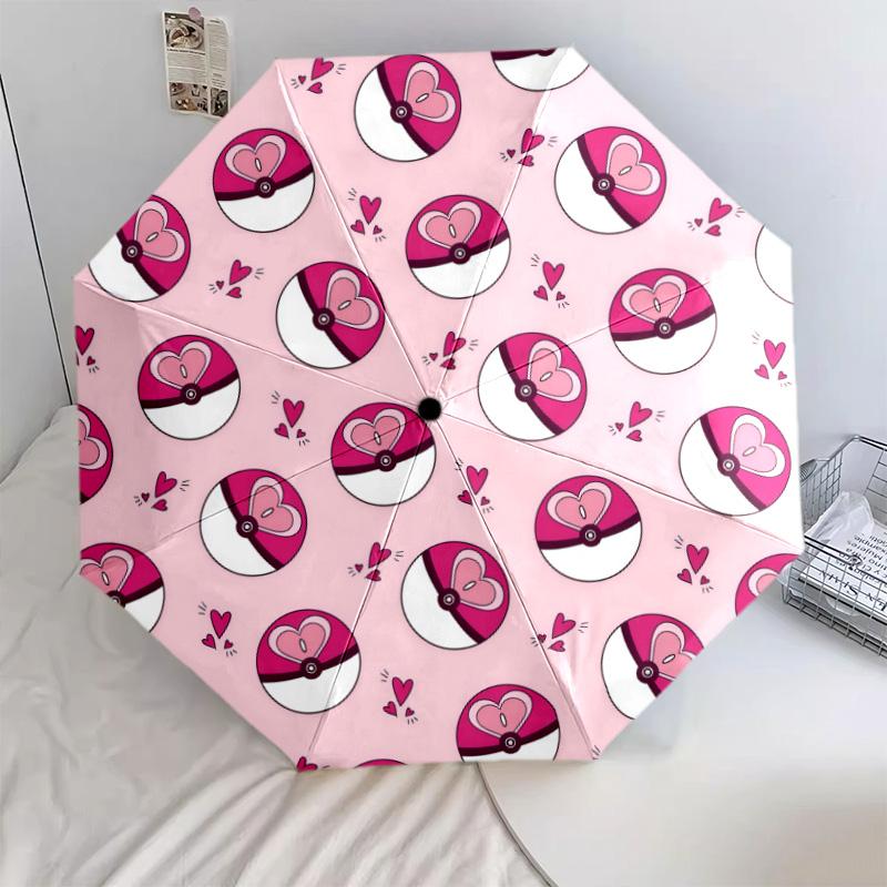 Pink Pokémon 8-Bone Automatic Folding Umbrella, Portable Compact Design, Perfect Gift for Home & Outdoor
