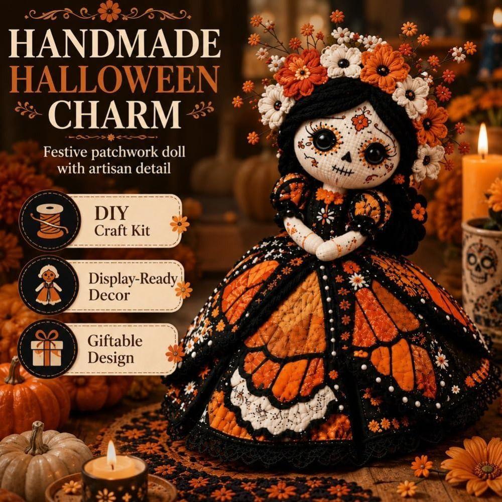 Halloween Theme Fabric Doll Craft Kit Pre Cut Fabric Handmade Doll Kit Gift Making