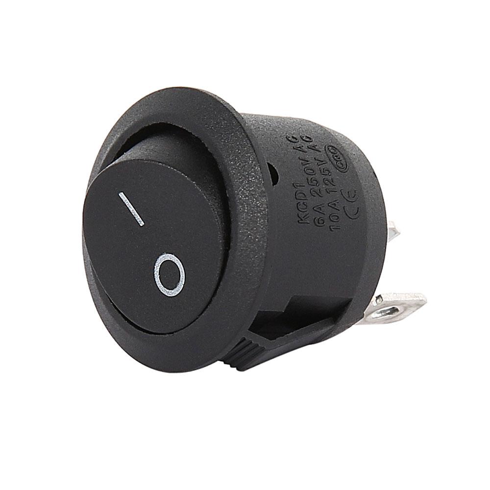 10/20Pcs ON/OFF Round Rocker Dot Switch Black Illuminated Car Dashboard Dash Boat Rocker 2Pin Toggle Switches Car Accessories