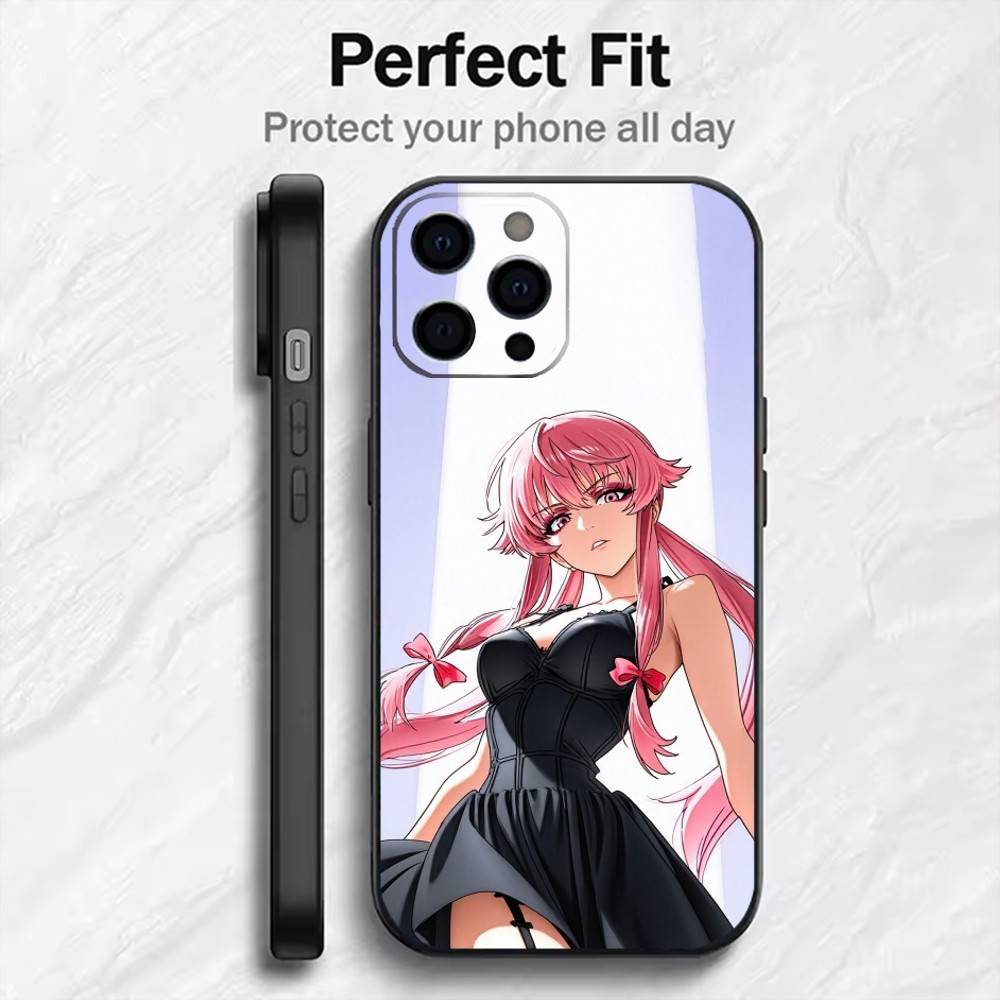 F-Future D-Diary Гасай Юно Чехол для телефона для iPhone 17, 16, 15, 14, 13, 12 Plus, Max Мягкий силиконовый черный чехол