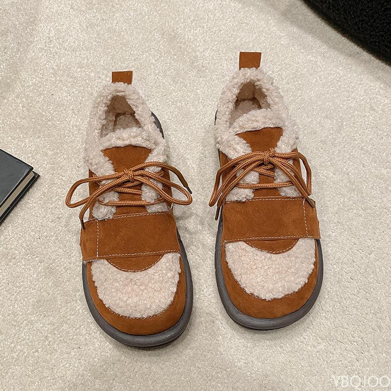 Осень зима новая женская повседневная хлопковая обувь ретро на шнуровке холодостойкая теплая простая удобная женская обувь