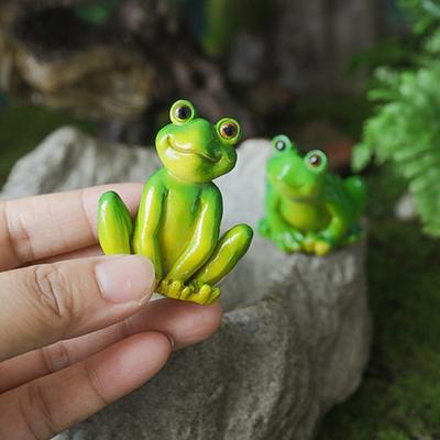 Садовая миниатюрная статуэтка лягушки для дома и улицы, сидящая лягушка, фигурка из смолы, мультяшная скульптура животного, украшение для микроландшафта цветочного горшка