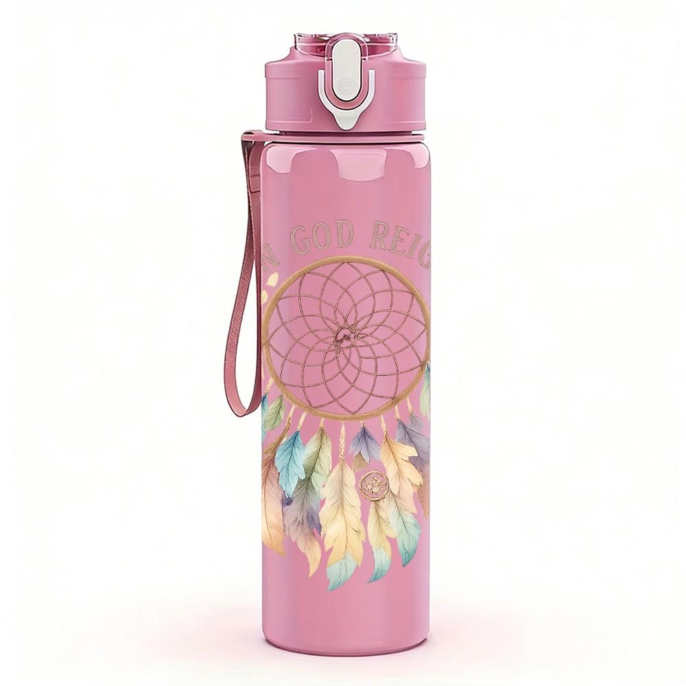 1PC Boho Dreamcatcher Art 750ml Color Plastic Sports Water Bottle Leakproof Flip Straw Lid Suitable for Sports Office Home Use