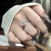 Кольцо Star Track с двумя камнями рубинами Женская мода Легкая роскошь Нишевое Высококлассное Цветное Сокровище Бриллиантовое кольцо