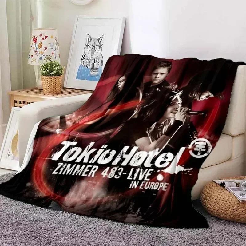 Одеяло с принтом группы Tokio Hotel в стиле ретро, теплое одеяло, фланелевое мягкое и удобное одеяло, постельное белье для путешествий, подарок на день рождения
