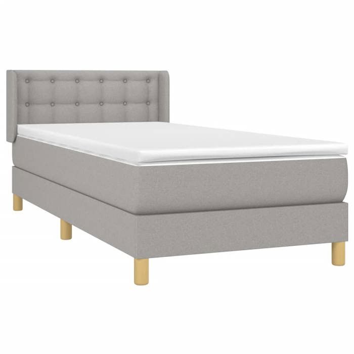 3130545 vidaXL Divan Bed with Mattress Light Grey 80x200 Cm Fabric