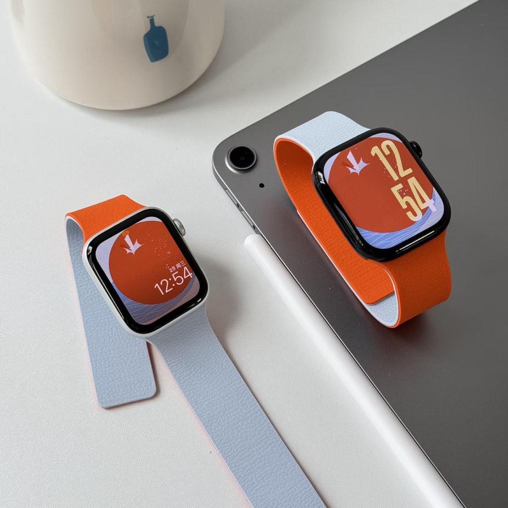 Ремешок для Apple Watch с узором «Личи» и магнитной застежкой - Подходит для Apple Watch Series 1 2 / Ultra 4-1 / SE 3