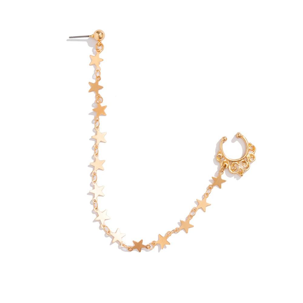 Fashion Imitation Pearl Butterfly Tassel Chain Temperament Nose Clip New Earrings