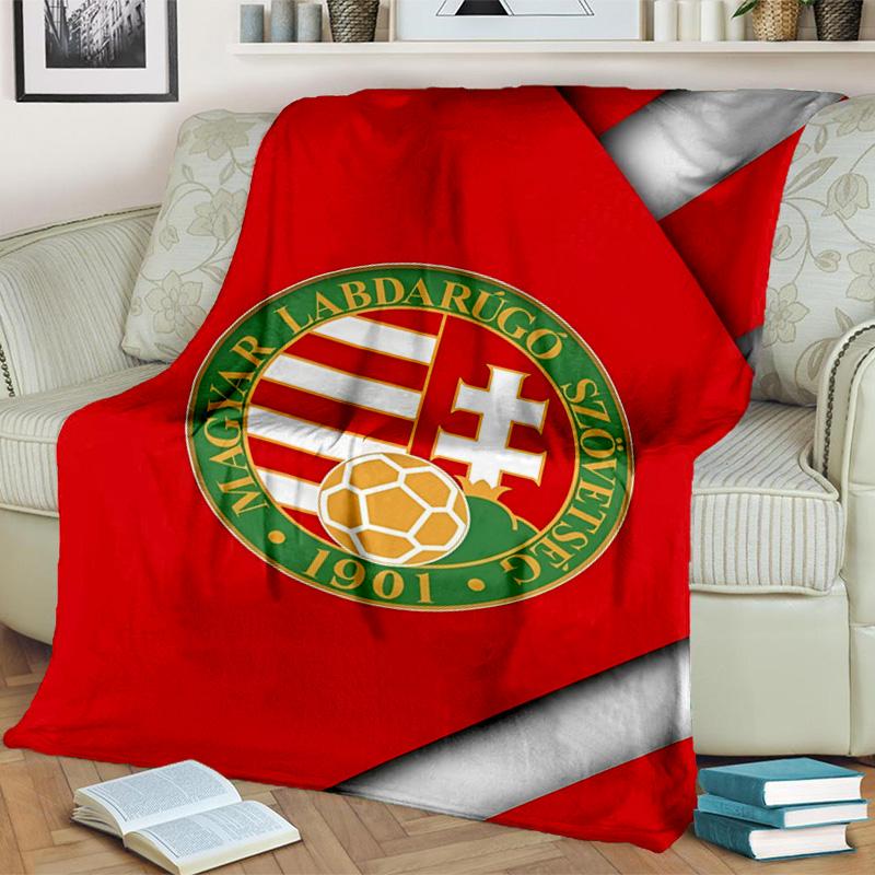 Hungarian Football Emblem Blanket Suitable for Sofas, Beds, Offices, And Camping - Perfect Gift for Halloween Christmas