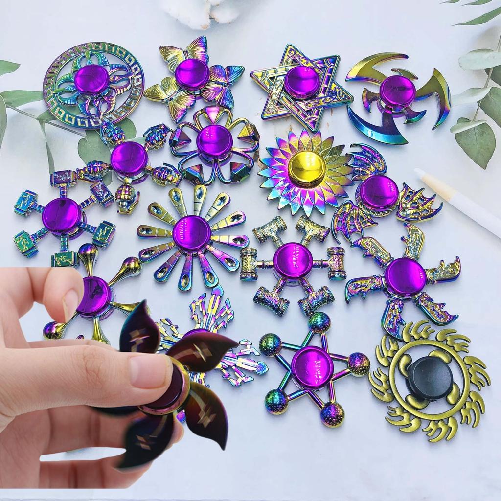 5pcs Colorful Gyroscope High-Speed Fingertip Gyroscope Alloy Pressure Resistant Metal Rainbow Finger Gyroscope Children's Toy