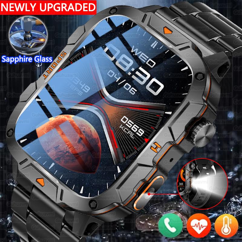 2025 Новые Смарт-часы Военного Класса Мужские 1.96" AMOLED Экран 5ATM Водонепроницаемые Спортивный Фитнес-трекер BT Звонок Смарт-часы Для Xiaomi