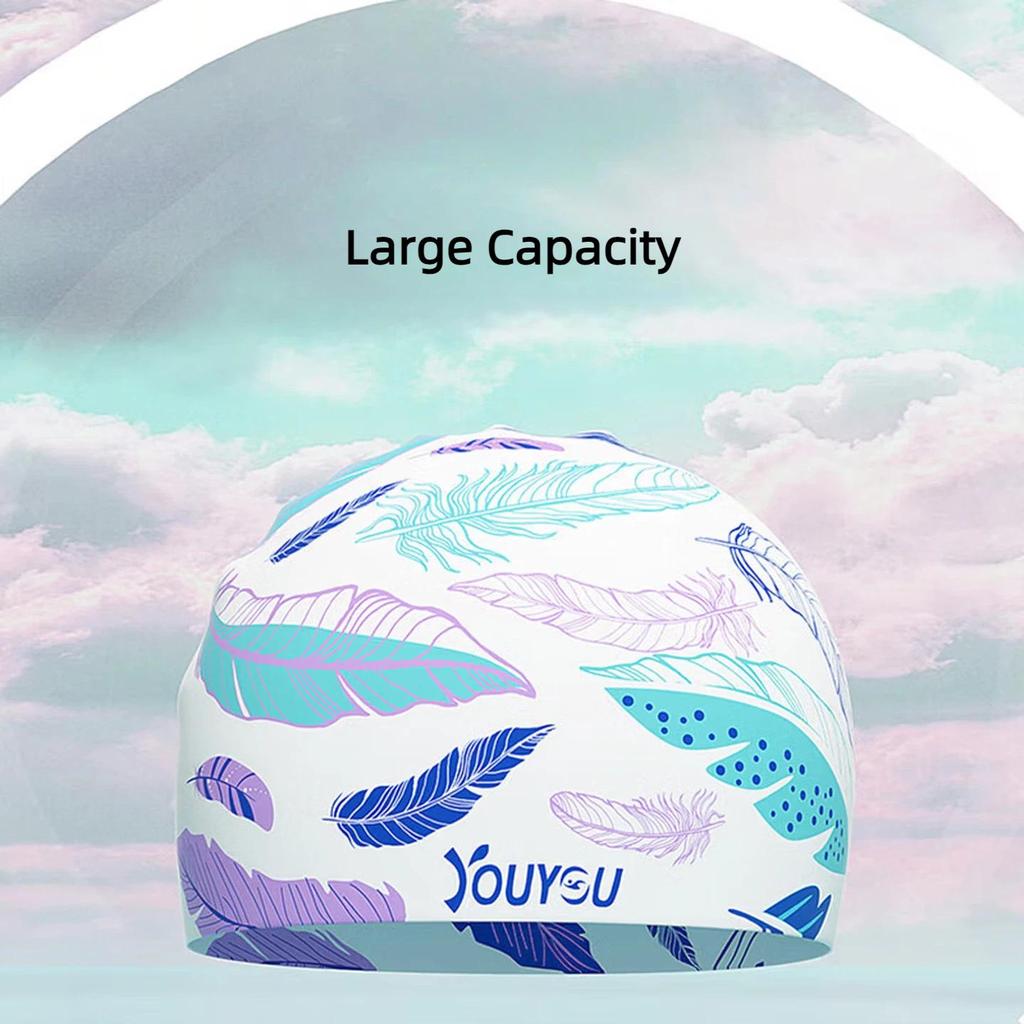 YOUYOU Silicone Swimming Cap, Waterproof, Large Size, for Long Hair, White