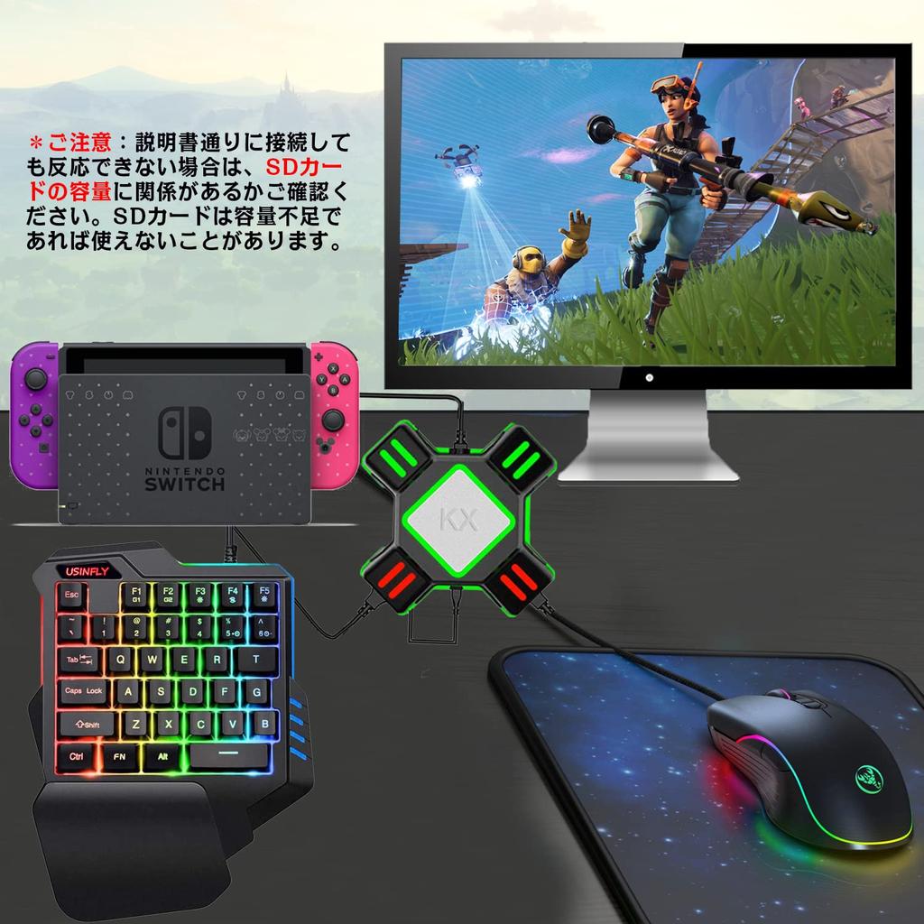 Игровая клавиатура и мышь с выделенным конвертером Клавиатура Fortnite Совместимость с RGB-клавиатурой и мышью [С наклейкой] Для одной руки