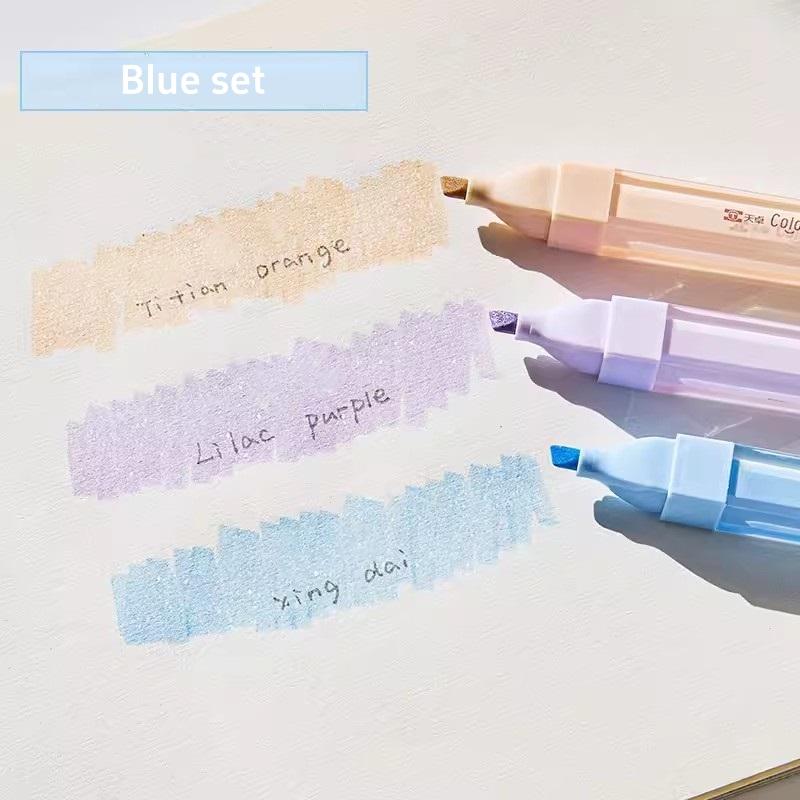 3pcs Glitter Color Highlighter Pens Set Bling Shiny Brush Tip Art Liner for Drawing Painting School A7660